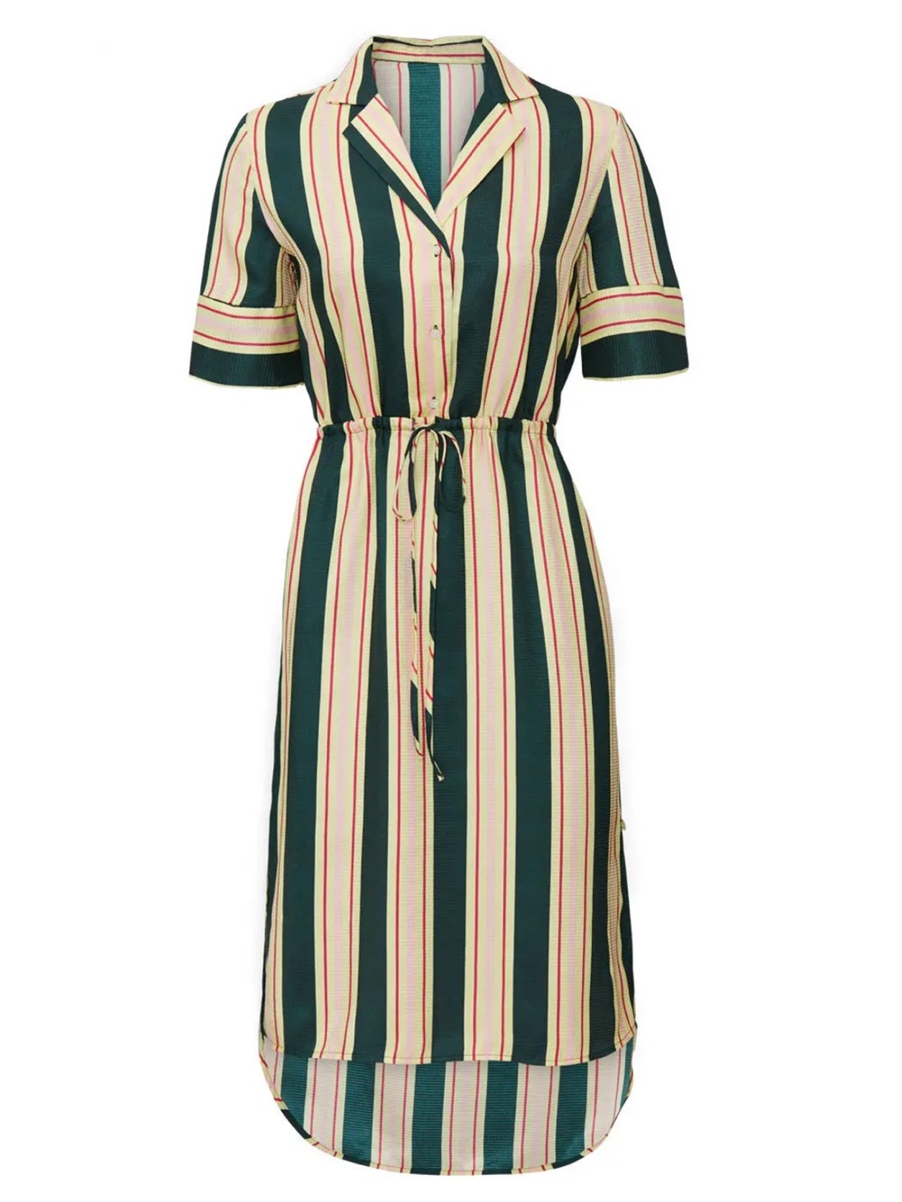 Scotch & Soda Green and Cream Striped Shirt Dress